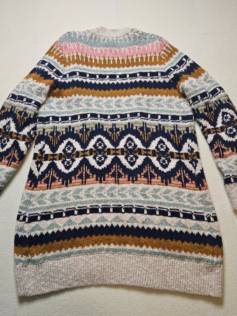 LL Bean Fair Isle open front cardigan - size Medium - Picture 10 of 10